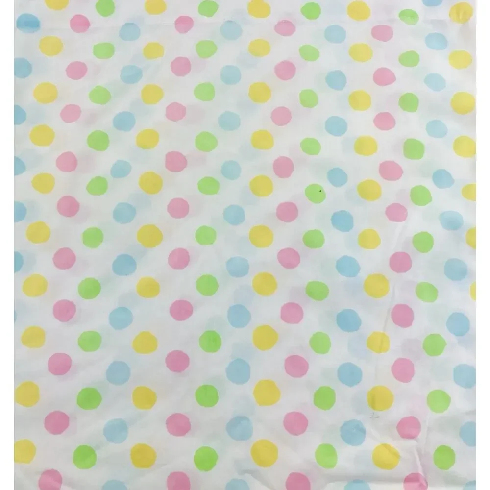 Vintage Pastel Colorful Polka Dot Fitted Flat Sheet Great Crafting Rainbow Pink